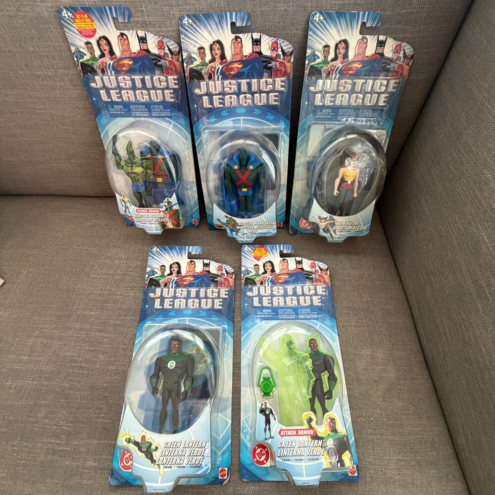 Justice League 2003 Green Lantern Martian Manhunter Hawkgirl Action Figure LOT 5